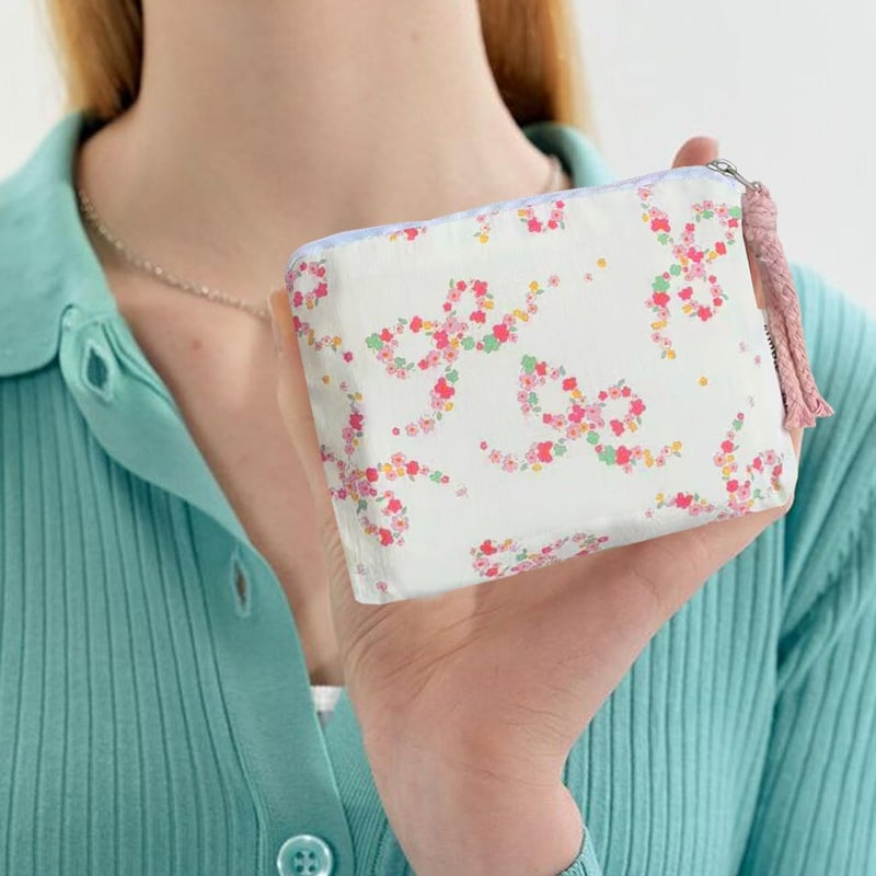 Modacarry Store Cotton Floral Small Organizer Bag Coin Pouch with Cute Prints Zipper for Women Girls (COLOR BOW) - Image 5